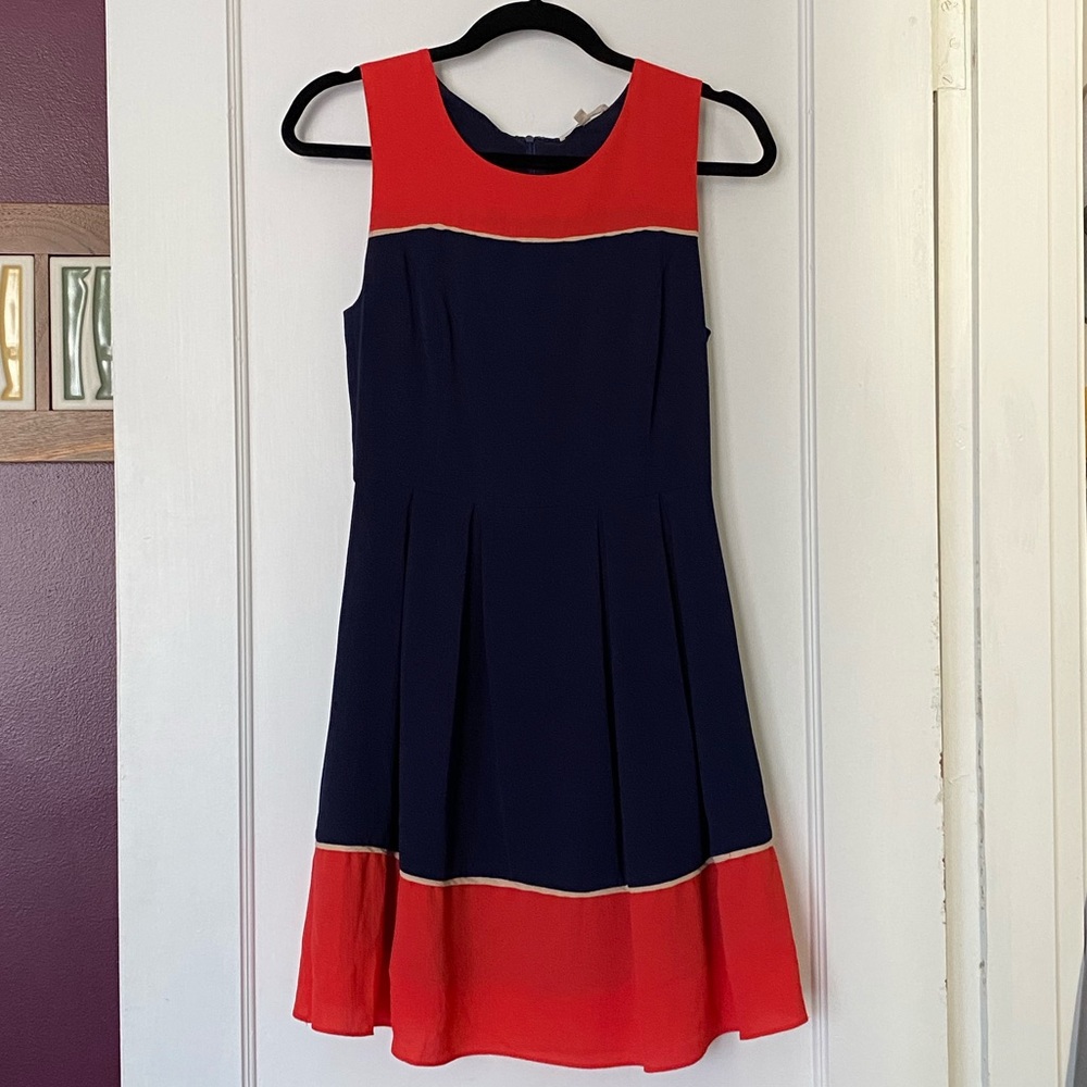 41 Hawthorn Navy and Red Colorblock Fit and Flare Dress